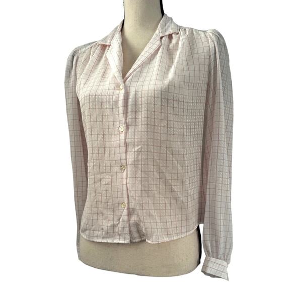 Vintage So What California Baby Pink Long Sleeve Button Up Top Women Size Medium - Picture 2 of 12